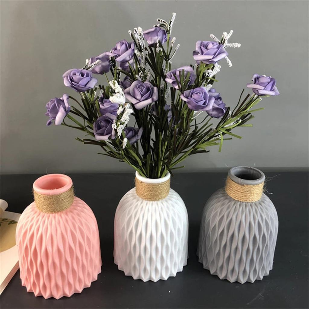 Plastic Flower Vase with Modern European Anticeramic Look for Flower Arrangement on Desk Bedroom Dining Table and Wedding