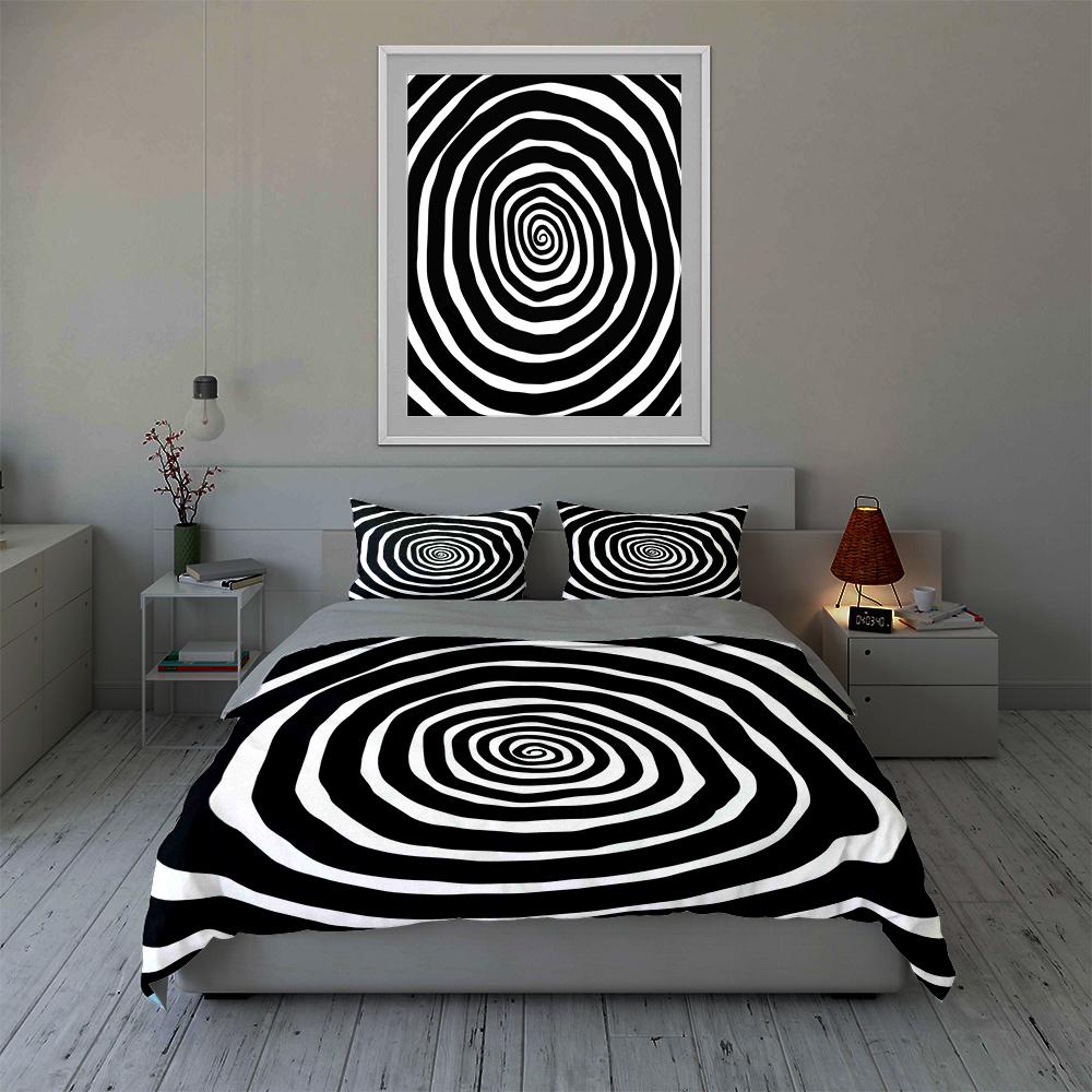 Spiral black-and-white. Bedding Duvet cover sets Duvet covers Pillowcases gifts (1 * Duvet Cover 2 * Pillowcases, without duvet insert)