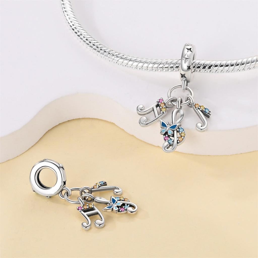 DIY Bead Jewelry Kit with Sticker Labels Headphone Cassette Guitar Saxophone Pendant Charms for Craft Making