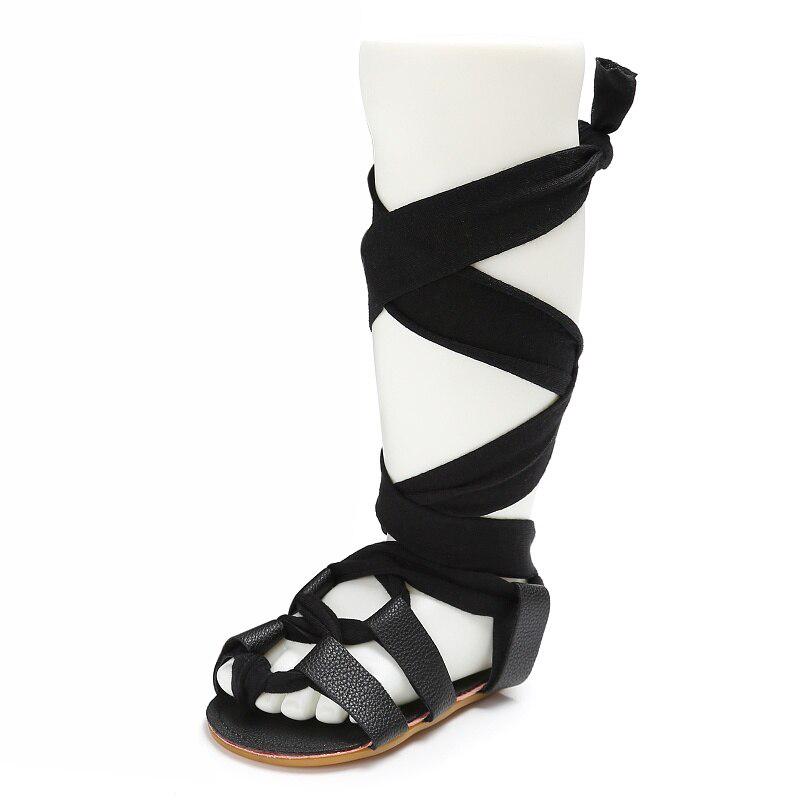 

Новая летняя модная обувь для новорожденных девочек-гладиаторов с повязками Roma First Walkers, обувь на резиновой подошве L чёрный