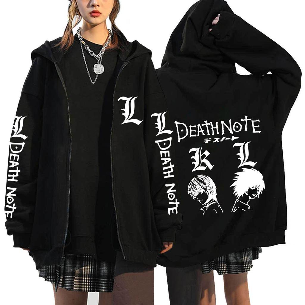 Japanese Anime Death Note Printed Zipper Hoodie Autumn Winter Women Men Causal Fashion Long Sleeve Fleece Sweatshirts