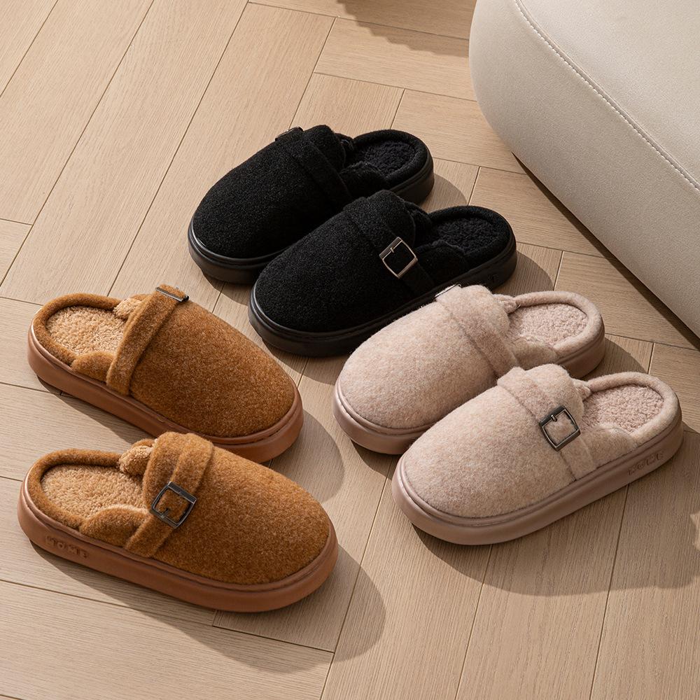 2025 plush warm household winter cotton slippers couple models can wear EVA thick-bottomed cotton slippers