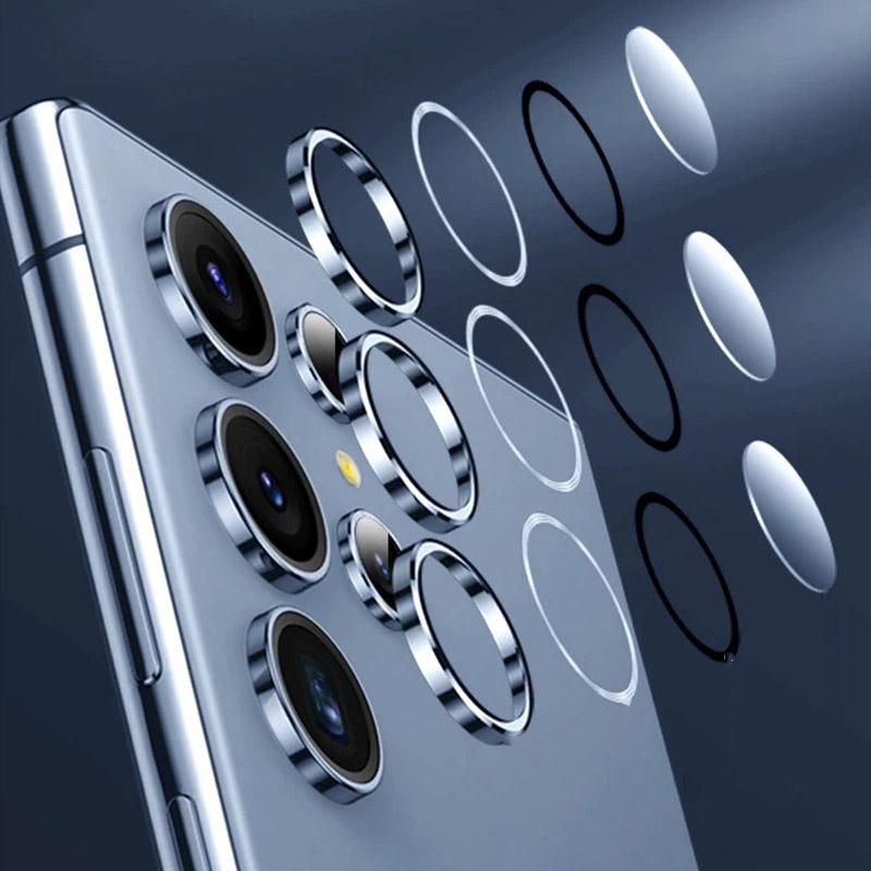 1Set Metal Camera Lens Ring Protector For Samsung Galaxy S26 S25 S24 S23 Ultra Plus Transparent Tempered Glass Rear Lens Cover