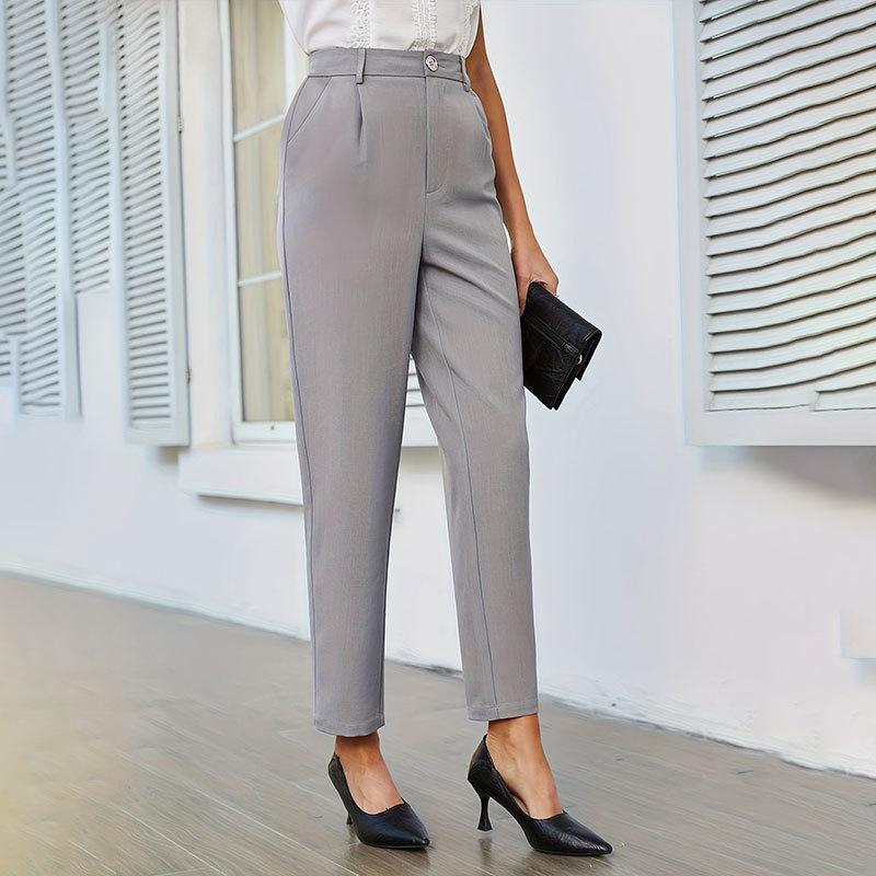 Ladies Summer Casual Stretch Solid Colour Suit Pants