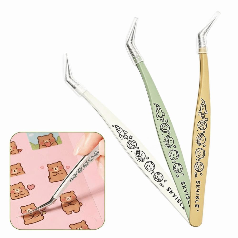 High Precision False Eyelash Tweezers Stainless Steel Eyelash Curler Extensions Grafting