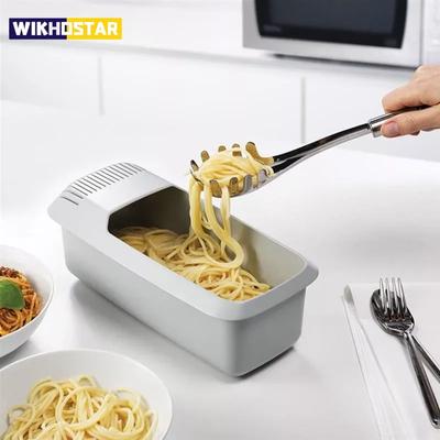 WIKHOSTAR Microwave Noodles Pasta Cooker with Strainer Eco-Friendly Plastic Spaghetti Vegetable Steamer Dishwasher Kitchen Accessories