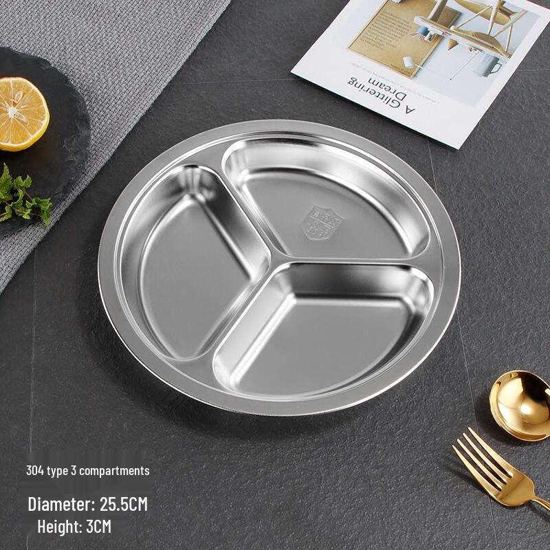 304 Stainless Steel Divided Lunch Plate