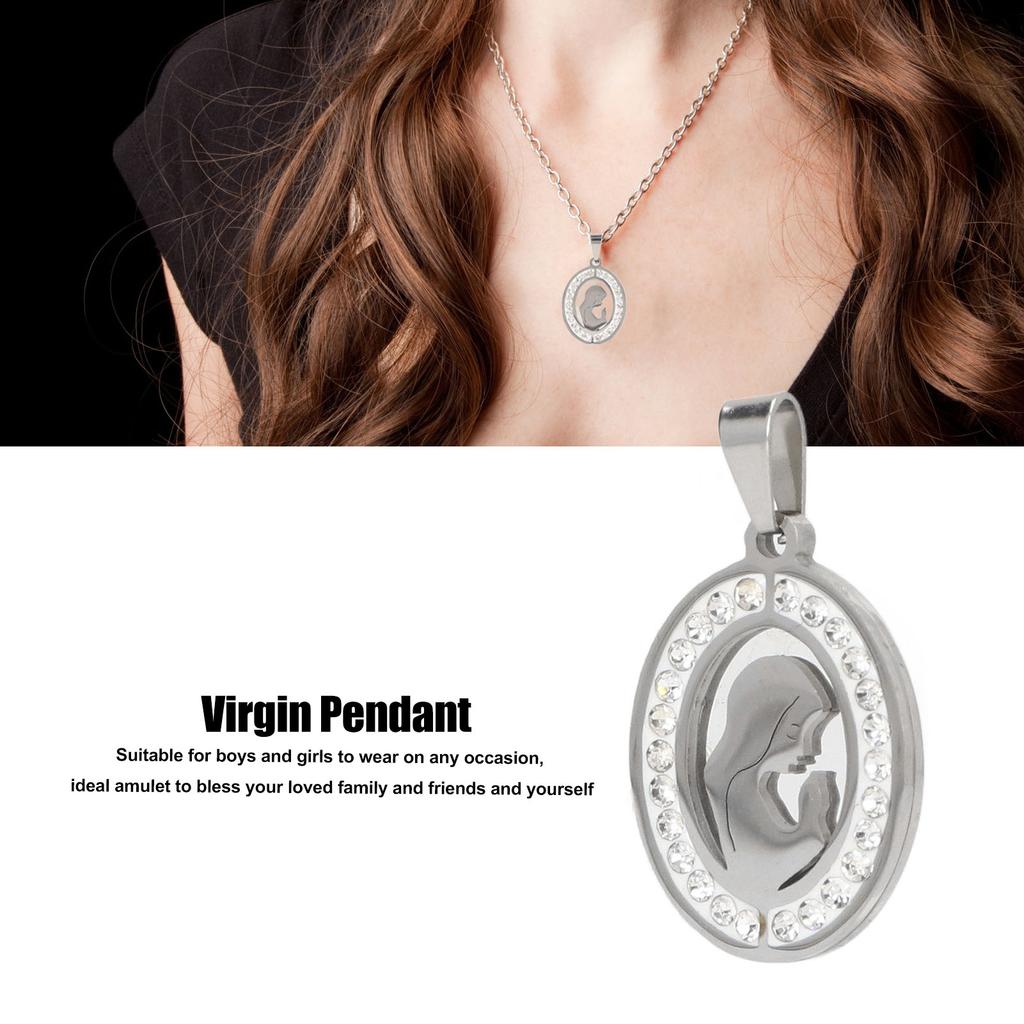Virgin Mary Pendant Exquisite Carving   Steel Virgin Mary Jewelry for Men Women Daily Wear