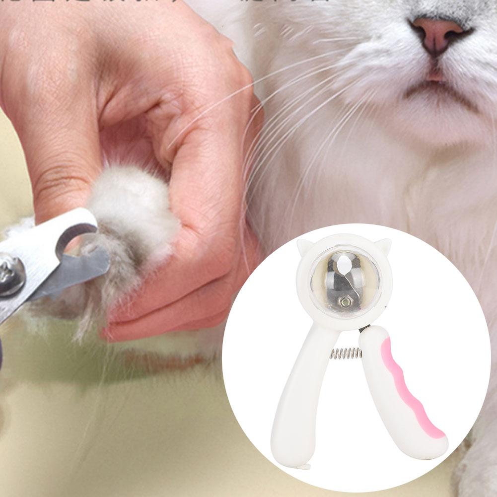 Pet Nail Clipper Scissors Cutter Trimmer Splash Proof Stainless Steel ABS for Dogs CatsPink