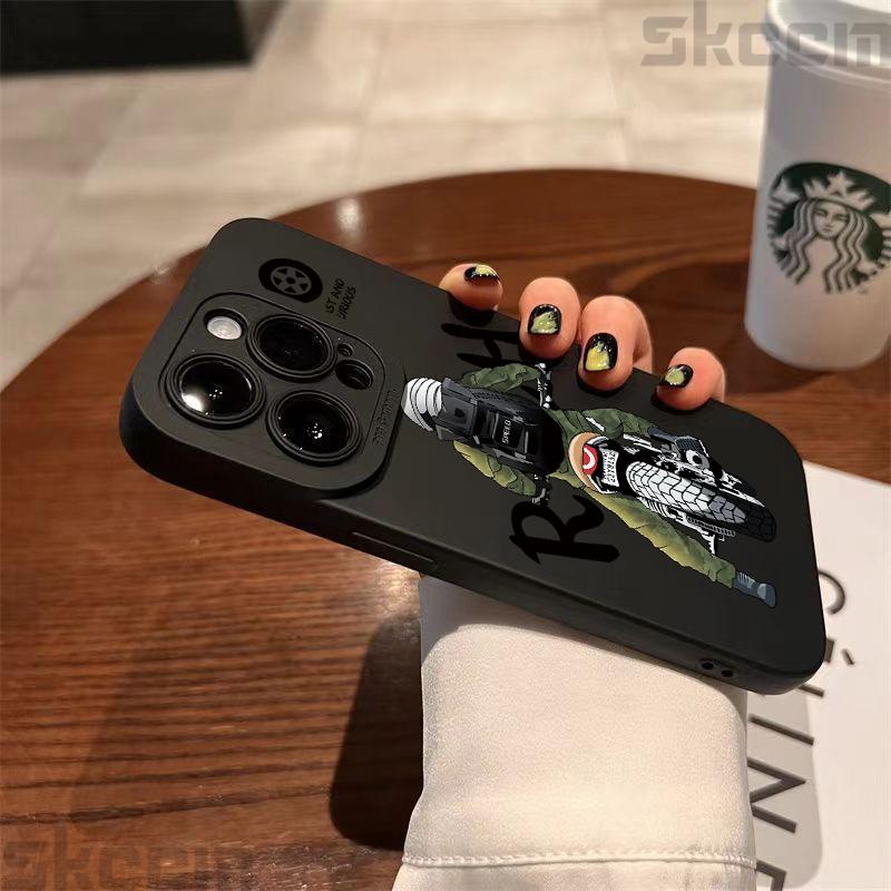 Stylish Men Biker Phone Case For iPhone 16 15 14 13 12 11 Pro Max Mini 7 8 15 16 PIus X XR XS Max Shockproof Soft Silicone Cover