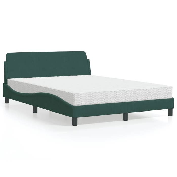 VidaXL Lit avec matelas vert foncé 140x190 cm velours 3208394