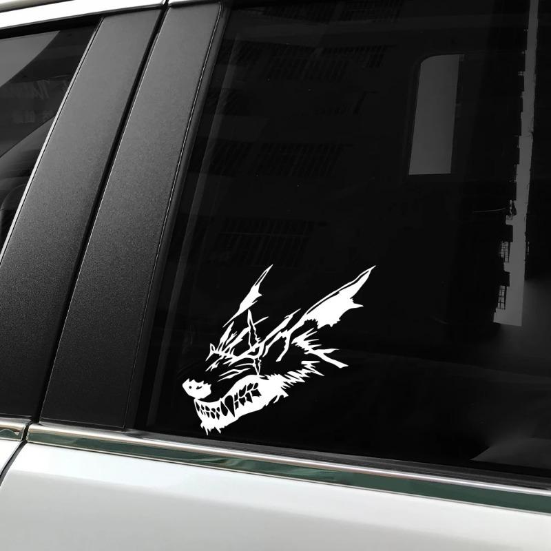 Car Stickers Wolf Head Pattern Vinyl Decal Waterproof Personalized Art Sticker Body Window Door Auto Exterior Decor Accessories