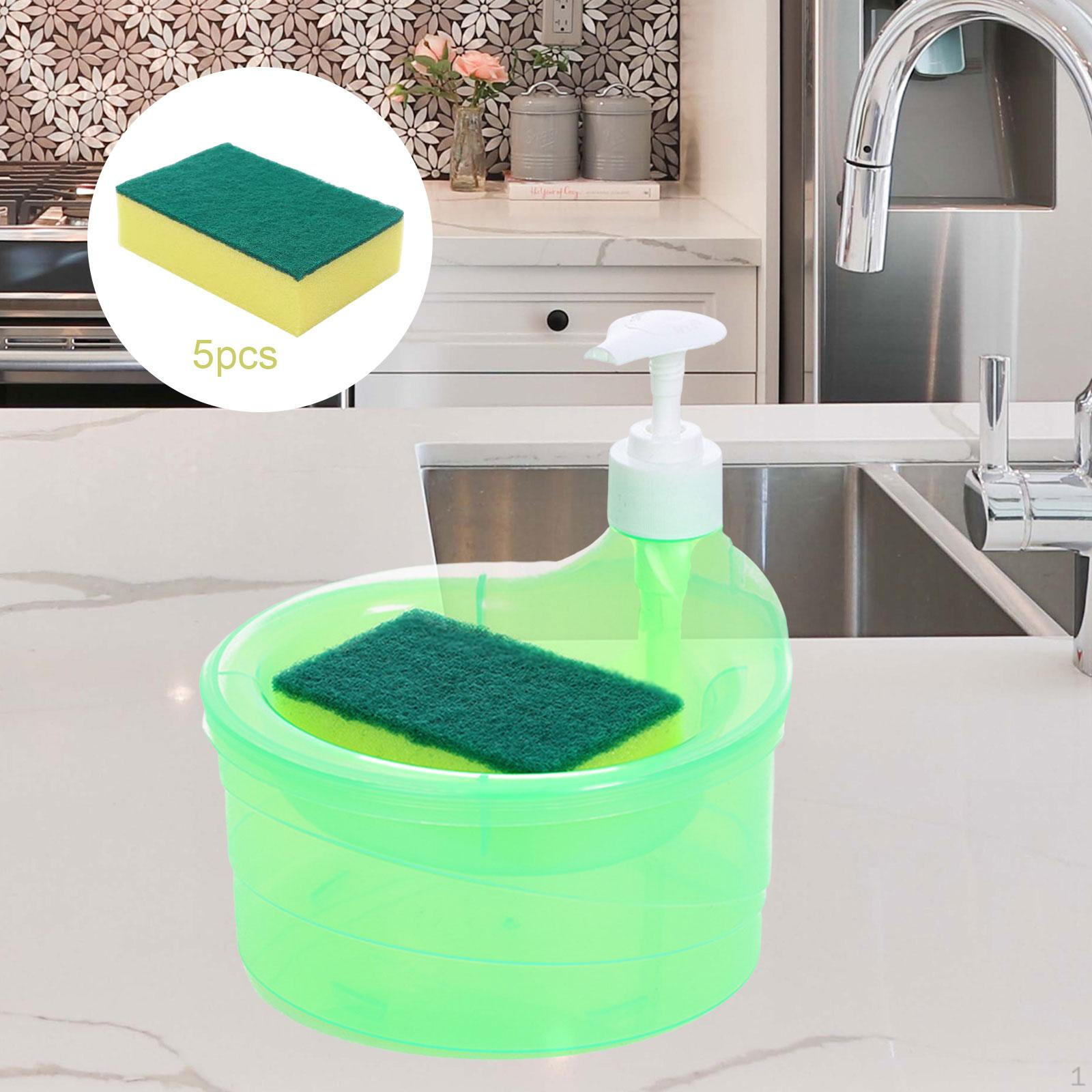 

Дозатор для мыла для посуды и держатель губки емкостью 1000 мл (6 * Скруббер в комплекте) зелёный
