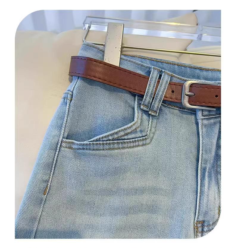 Dámské světlé džíny s širokými nohavicemi, zeštíhlující splývavý lem, jaro/podzim 2025 kalhoty s rovnými nohavicemi.