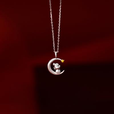 Moon Watching Cute Dragon Necklace China-Chic Premium Gift Luxury Collar Chain