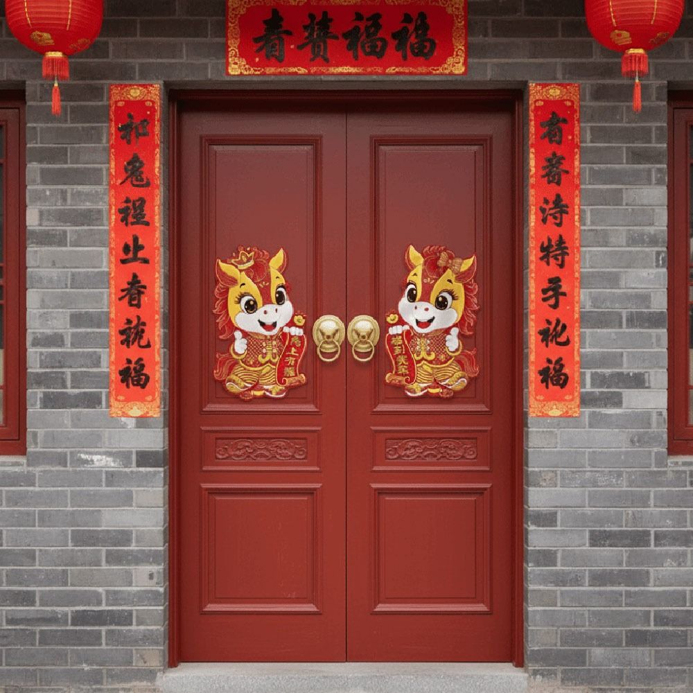 2026 Chinese New Year Decor Lucky Window Clings Happy New Year Door Stickers Home Decoration