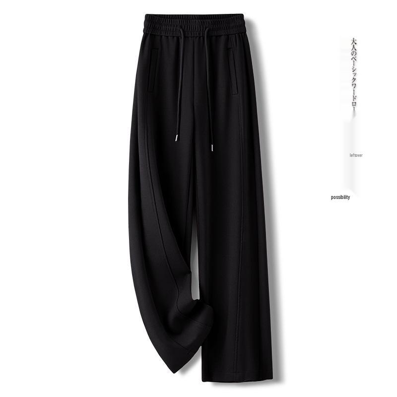 Elegant Gray High-Waisted Wide-Leg Pants for Women - Autumn 2025 Collection, Loose Fit, Floor-Length Casual Straight-Leg Design