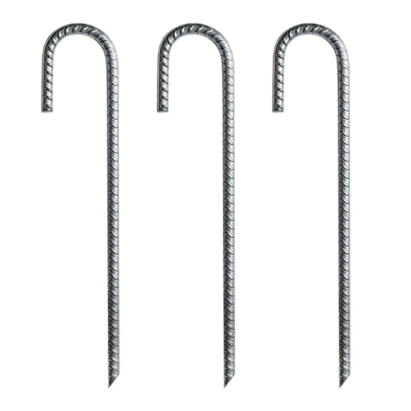 3Pcs L/Ushape Trampolines Rebars Stakes Galvanised Steel Ground Anchors Camping Tent Peg Landscape Garden Ground Stakes