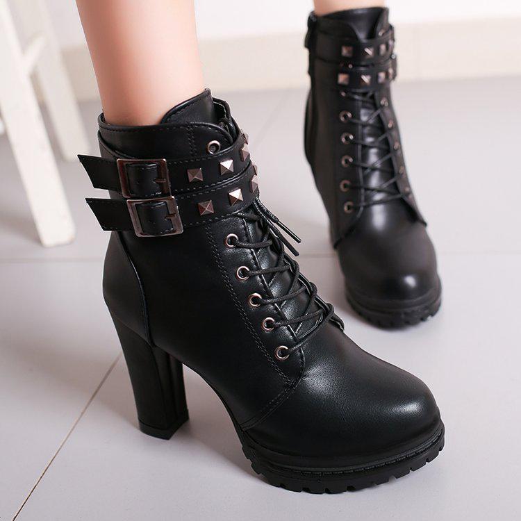 2026 Autumn/Winter New European and American High Heels with Velvet Short Boots Fashion Belt Buckle Boots for Women
