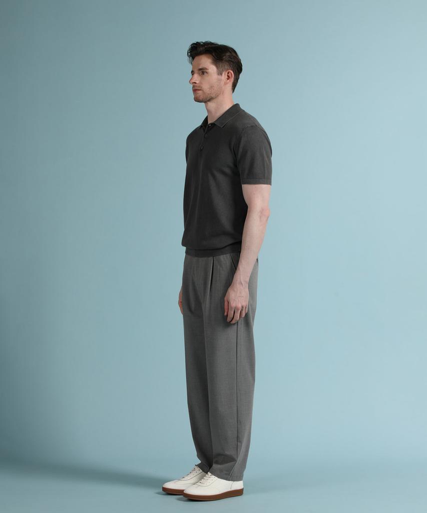 PANICALE Charcoal Garment-Dyed Polo Knit