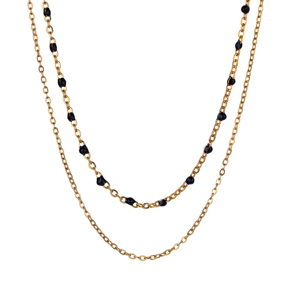 Mehrlagige Halsketten aus Edelstahl für Damen Mode Kubanische Kette Choker Halskette Wasserdichter Schmuck Weihnachtsfeier Geschenk