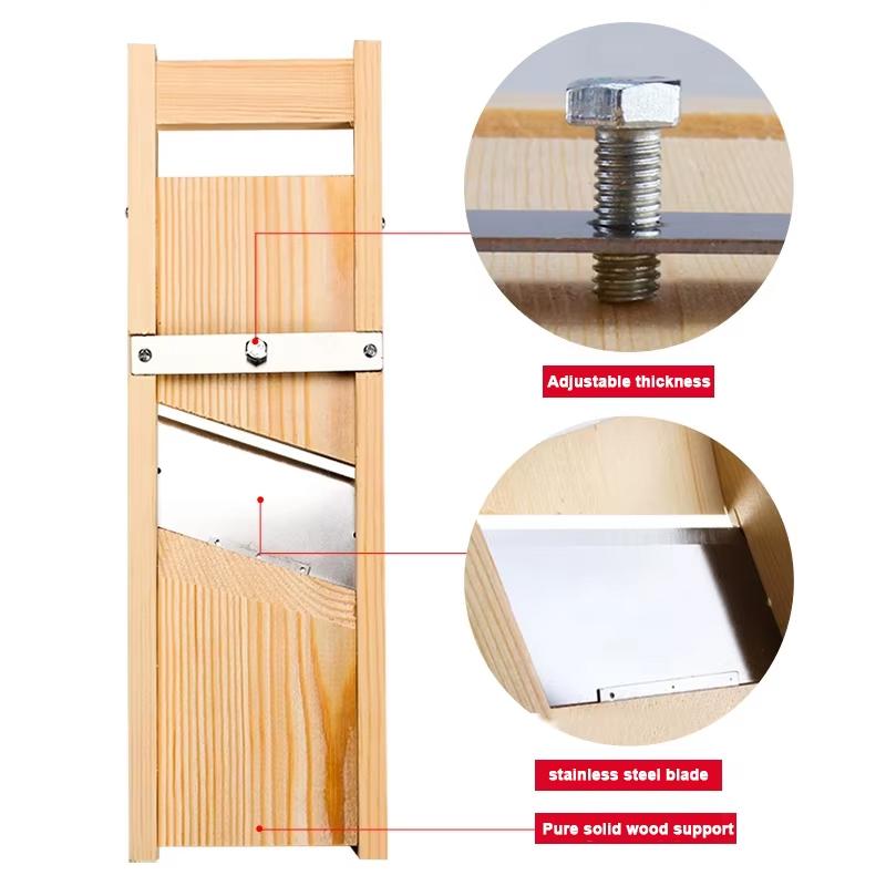 Wooden Vegetables Cutter Potatoes Slicer Adjustable Vegetable Slicer for Tomato and Onion Cabbage Shredder Chip Fruit Chopper