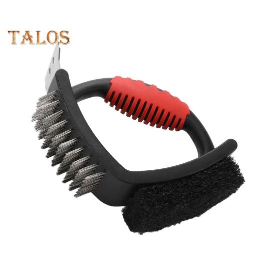 

Универсальный скребок для барбекю 3 в 1, термостойкий инструмент для чистки гриля из нержавеющей стали для газовых угольных и обычных духовок серебряный