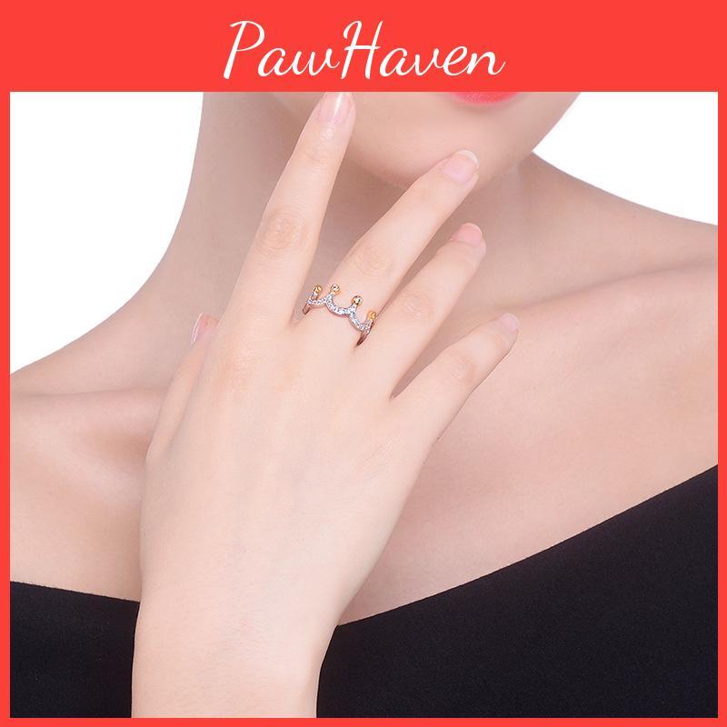 Damenmode Glamour Krone Vergoldet Kristall Braut Verlobung Ornament Ring