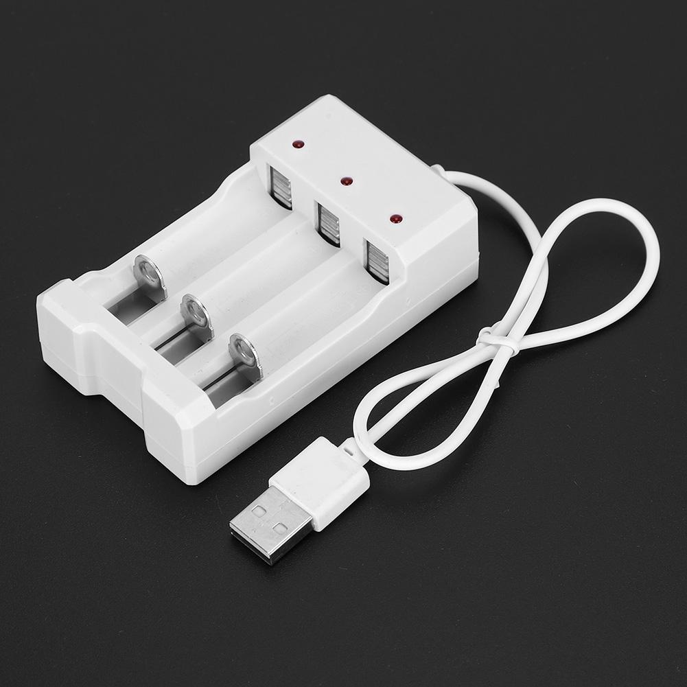 A03 White ABS Eco Friendly High Temperature Resistance 3 Slot USB Charger Charging for Aa AAA Battery