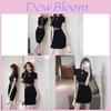 Black Knit Bodycon Dress With Crochet Details For Women Spring 2025