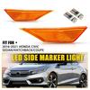 Pair LED Side Lights Marker Amber Lens For 2016- Honda Civic Hatchback/Coupe