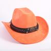 Nuovo colore cappello da cowboy western da uomo e da donna versatile per il pendolarismo stile semplice tesa larga cappello a cilindro cappello da sole