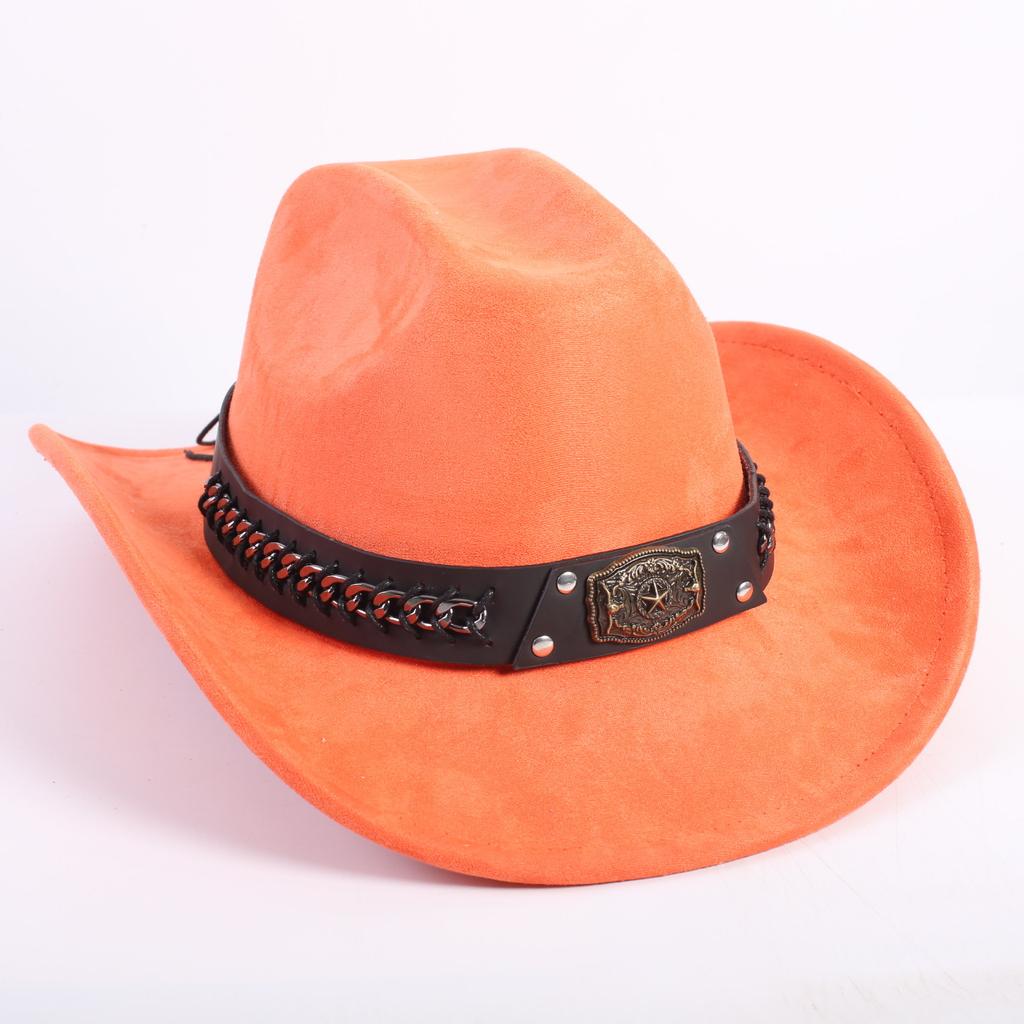 Nuovo colore cappello da cowboy western da uomo e da donna versatile per il pendolarismo stile semplice tesa larga cappello a cilindro cappello da sole