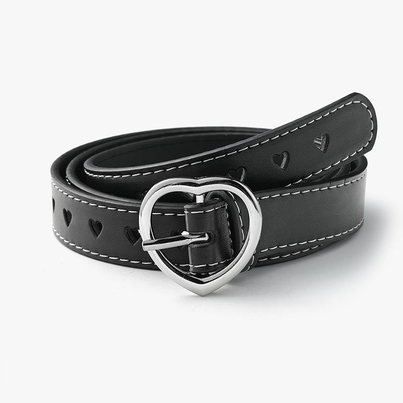 Single Product Love Buckle Belt Women'S Heart Shape Full Hole Hollow Decorative Women'S Belt