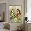 Japanese Vintage Colorful Funny Frog Playing Banjo Singing Frog Chorus Poster Canvas Painting Wall Art Living Room Home Decor