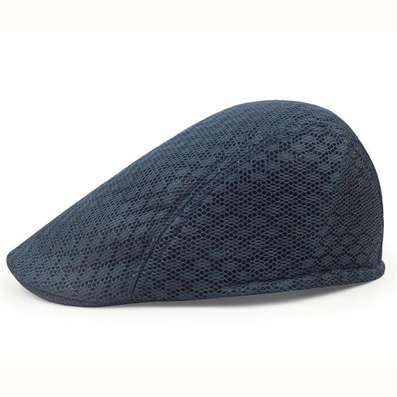 Men Breathable Mesh Flat Cap Summer Ivy Cap for Elderly Men Vintage Gatsby Hat Outdoor Work Sun Cabbie Cap Driving Newsboy Cap