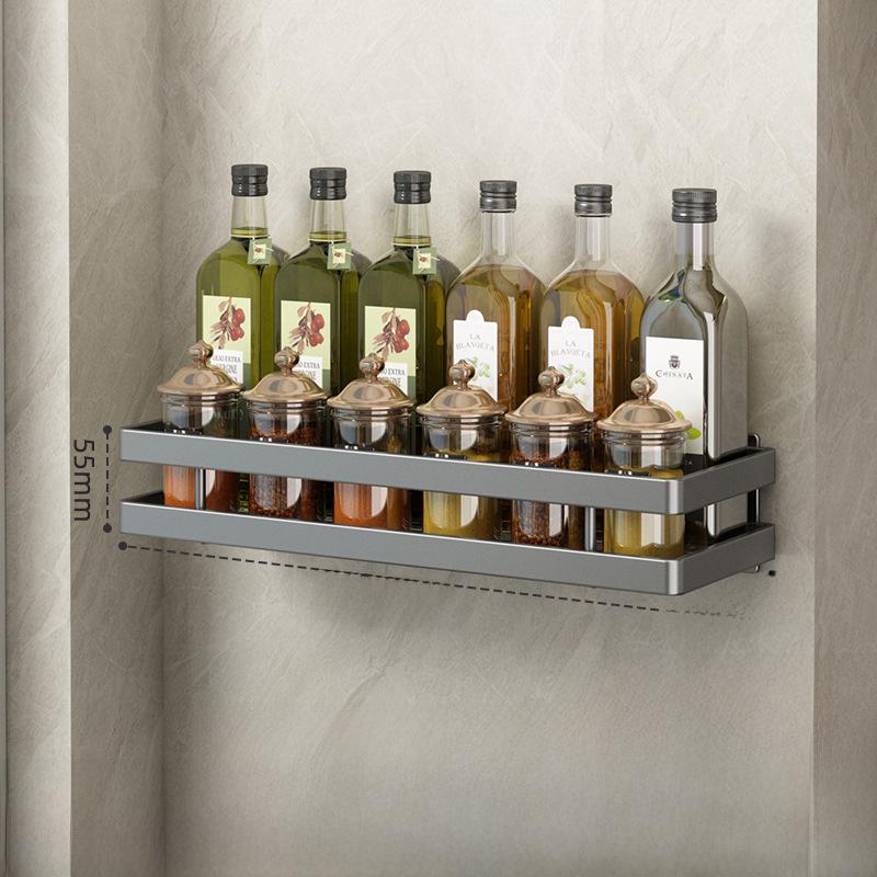 Настенная кухонная полка для специй без перфорации с сетчатой корзиной
