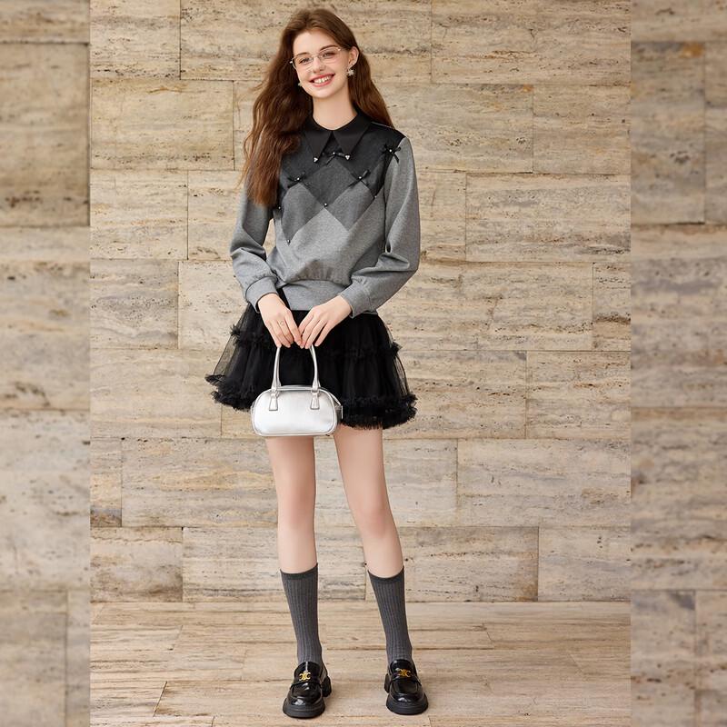 Women's Color-Block Mesh Patchwork Sweatshirt