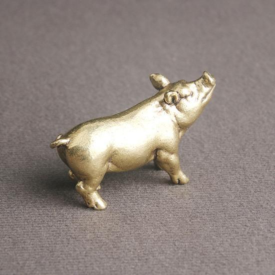 Pig Ornament Delicate Adorable Vivid Copper Miniature Pig Figurine Desk Ornament Home Decoration