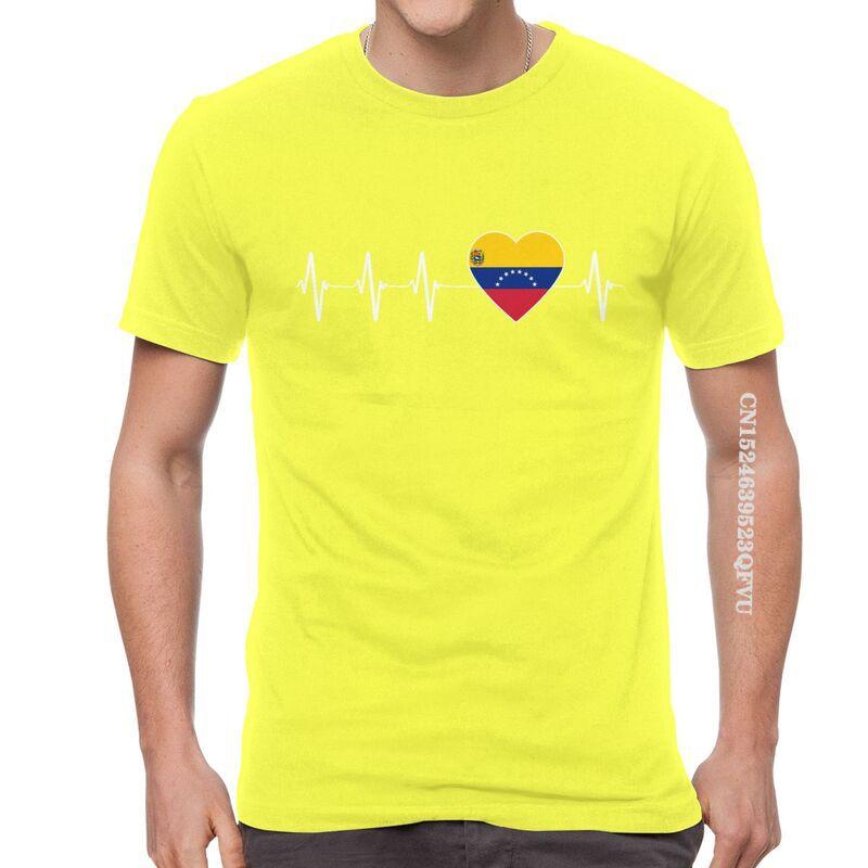 

Venezuelan Heartbeat T Shirts Men Fashion T Shirt Cotton Oversized I Love Venezuela Flag Heart Tshirt Unique Tees Tops 4XL