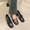Woman Mary Jane Sheepskin Retro Shoes 2025 Thick Heeled  Pumps One Strap French Style Vintage Shoes Spring Atumn Buckle Pumps
