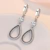 Gorgeous Female Earrings  Sterling SIlver Drop Water Shaped Full Black Zircon Earrings for Women Prevent Allergy