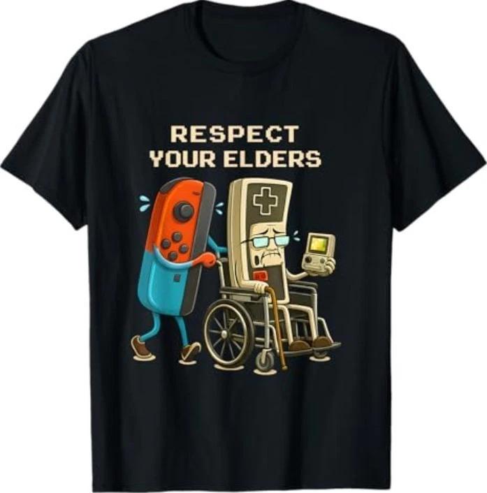 Respect Your Elders Gaming Control Retro Funny Gamer T-Shirt XL