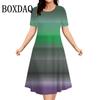 2026 Neue Damenkleider Sommer Mode Gestreift Gradient 3D Druckkleid Lässig Rundhals Kurzarm Locker Übergröße Kleid