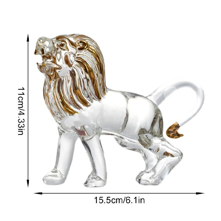 Blown Glass Lions Figurines Crystal Lions Statue Glass Art Wildlife Animal Sculptures Ornament Paperweight Collections