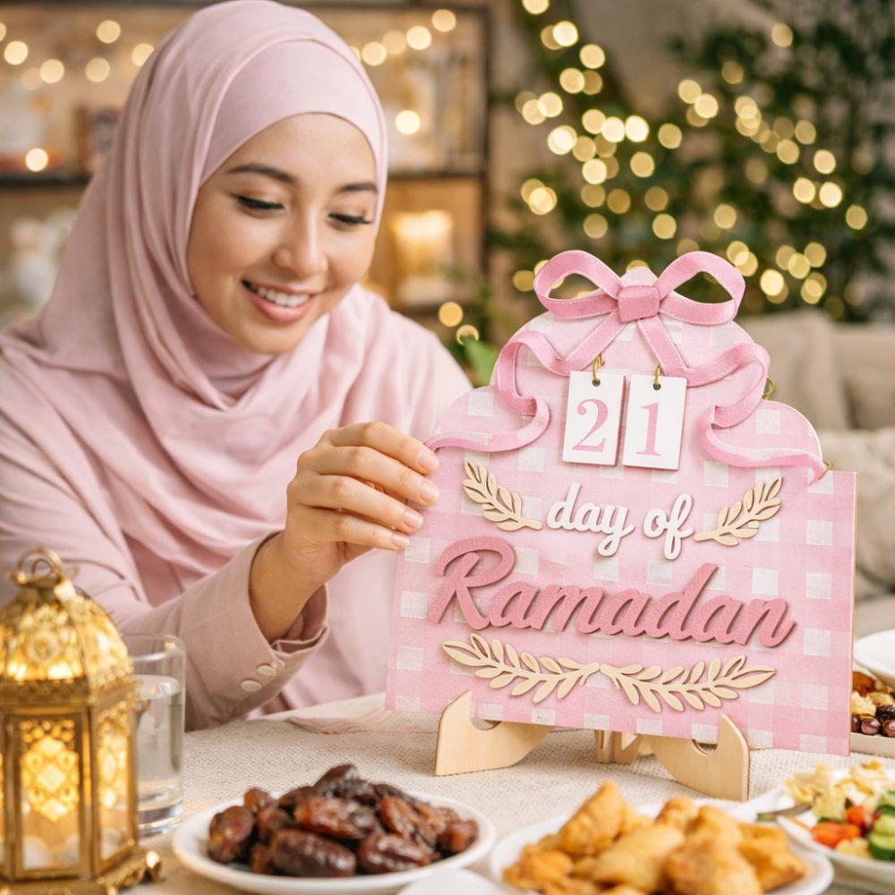Festival Ramadan Countdown Calendar Wooden Islamic Muslim Decor  Indoor Desk Accessory