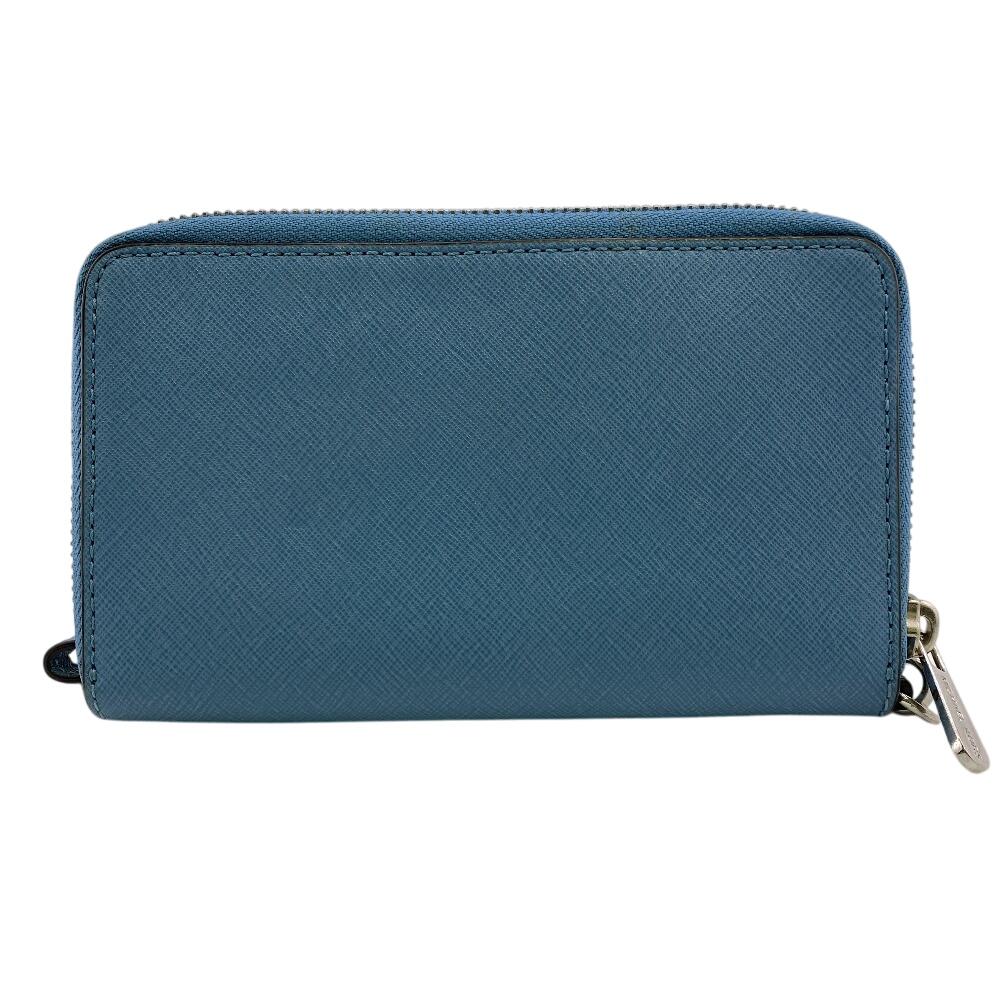 Michael Kors Zip Around Jet set leather Travel Continental Wallet Bifold Wallet blue leather Women Used