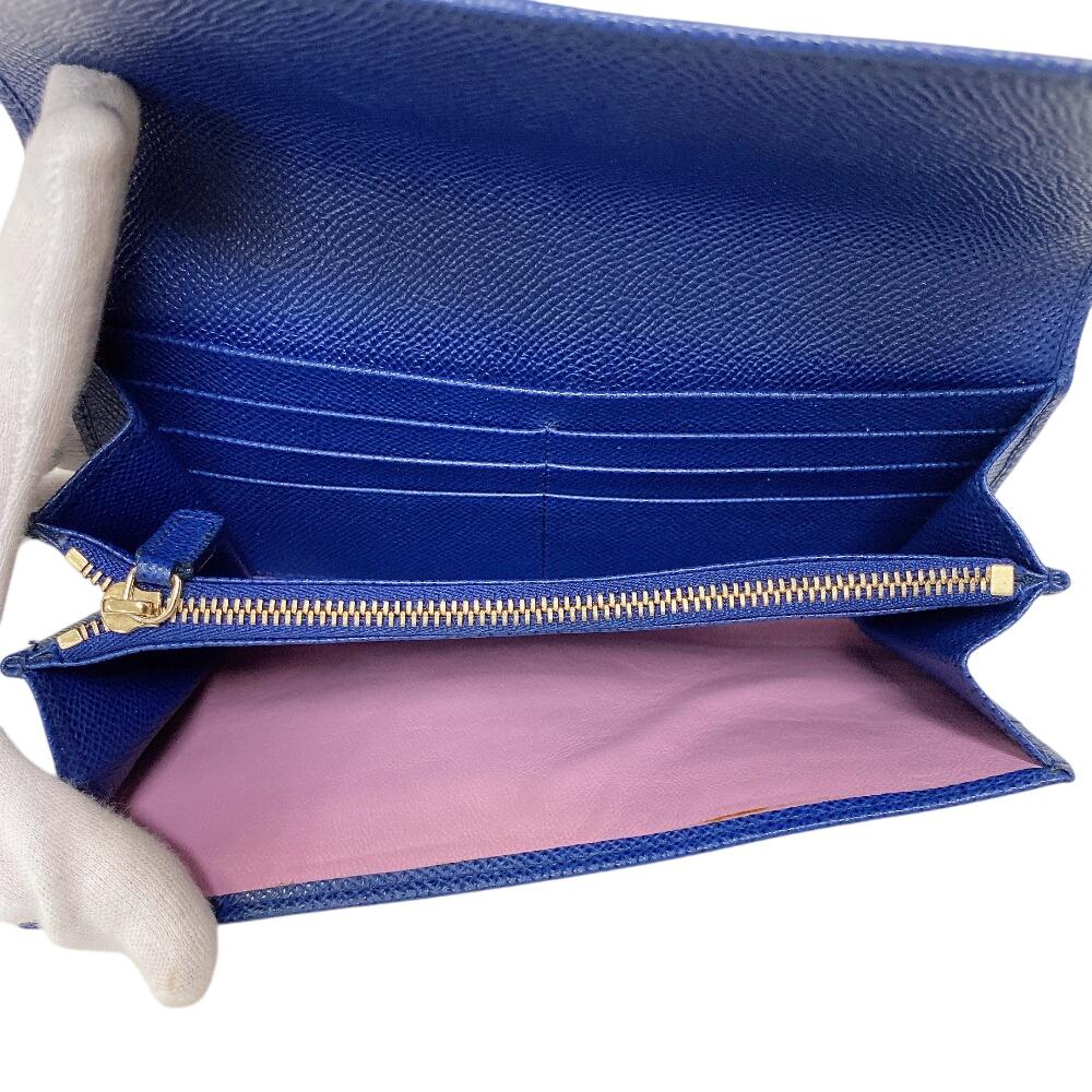 BVLGARI Flap Bicolor Be zero one leather Purse blue leather mens Used