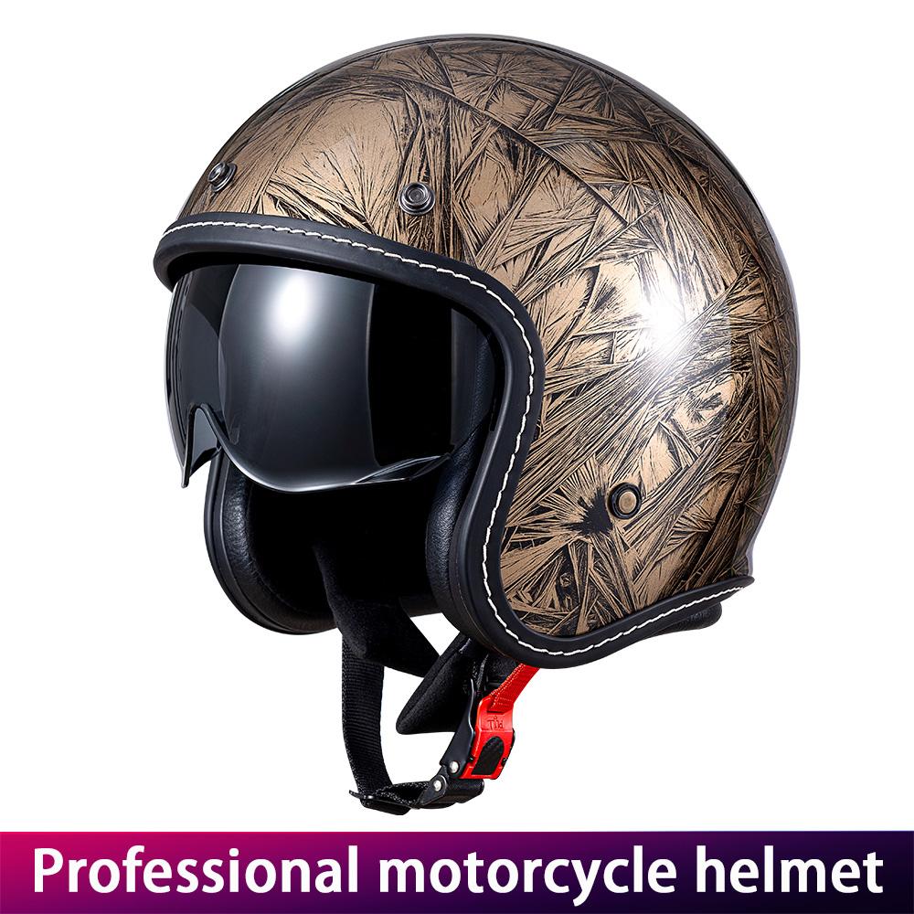 Winter Motorcycle Helmet Three-Quarter with Visor for Pedal Motorcycles Protective Headgear for Bikers