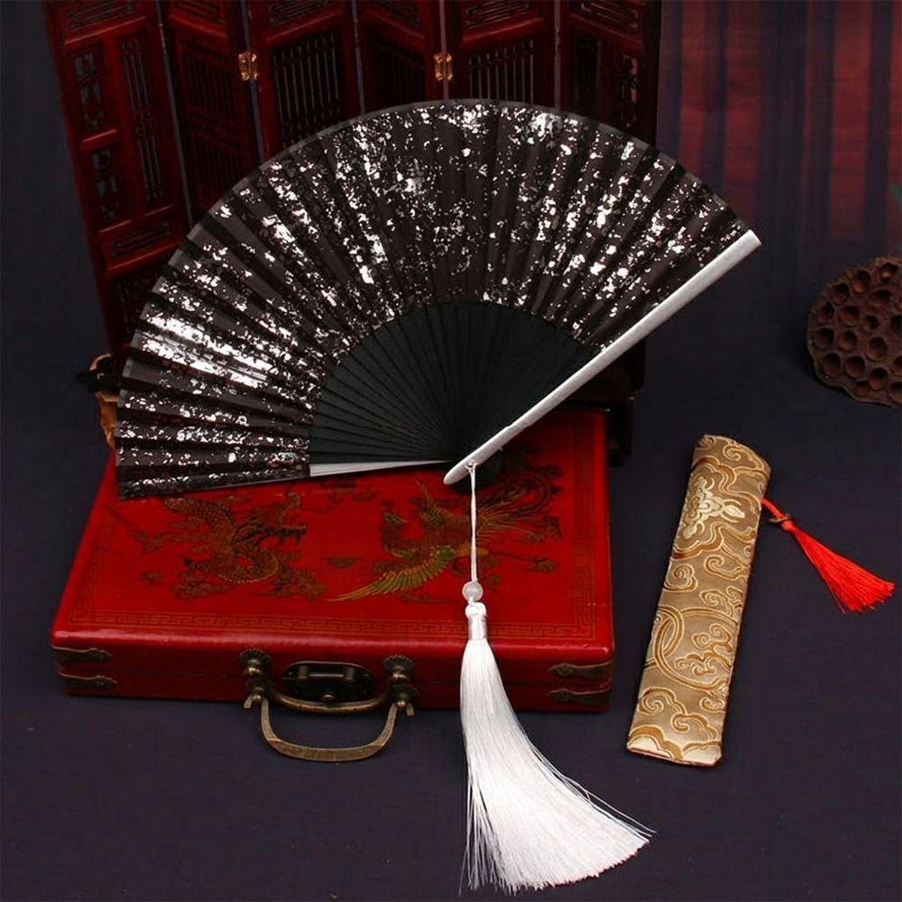 with Tassel Folded Fan 6inch Hand Hold Fan Portable Chinese Retro Fan Gift